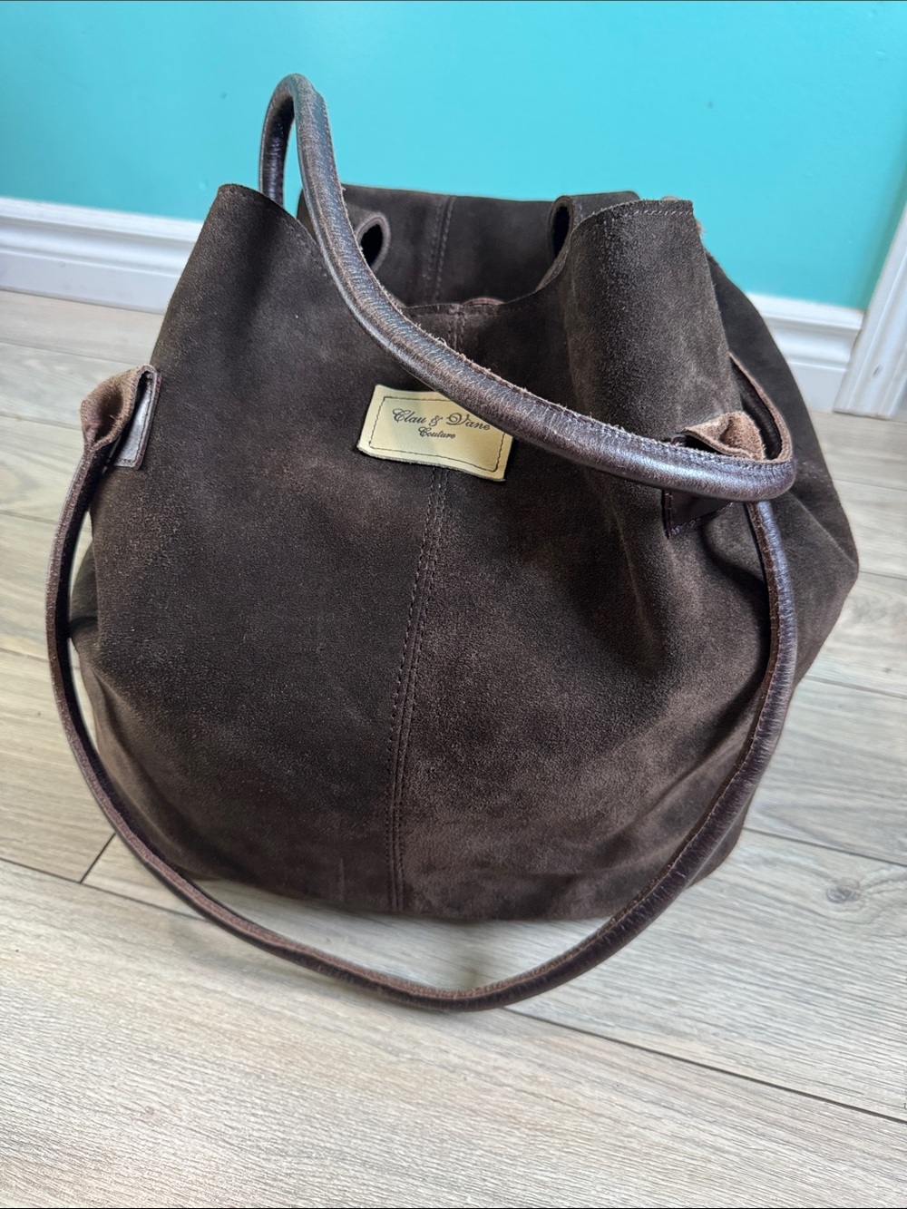 Clau  & Dane Couture Suede large  shoulder Bag - Brown